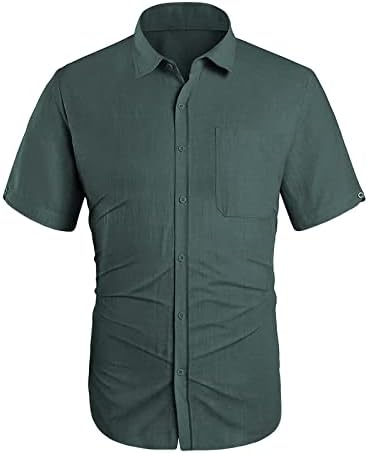 חולצות חוף של שרוול קצר של גברים, כפתור קיץ קל משקל, חולצת חולצת חג טרופית רגילה עם כיס