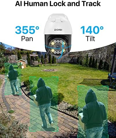 מערכת מצלמות אבטחה של Zosi 4K 16CH POE עם זיהוי רכב AI Face Person, 2 x 5MP מצלמות IP של קליעה ומצלמות