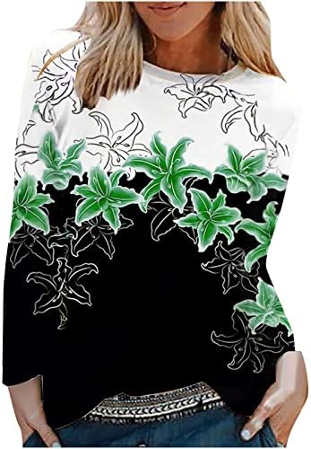 צוואר מזדמן של נשים עגול שרוול ארוך מודפס חולצה חולצה חולצה חולצה מודפסת שרוול ארוך מודפס