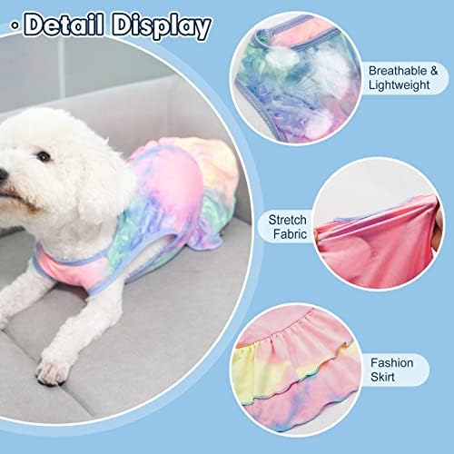 שמלת כלבים של Cyeollo 2 אריזה שמלות צבע עניבה נמתחות בגדי כלבים קיץ נושמים לכלבים קטנים