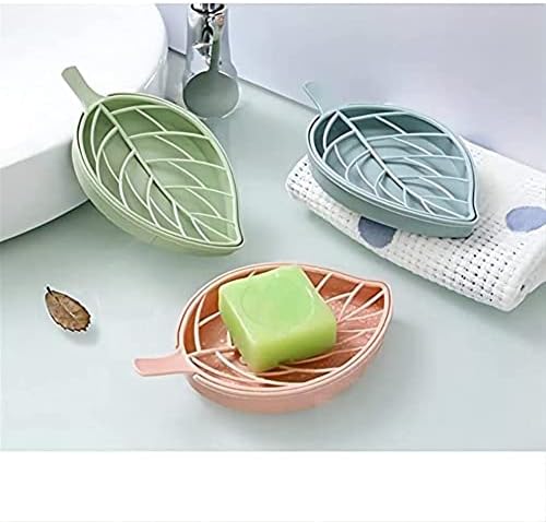 Yfyyj 3 צלחת סבון צבעונית, מחזיק סבון מקלחת יצירתי בצורת עלים עם מגש מתנקז, שומר סבון, למטבח אמבטיה