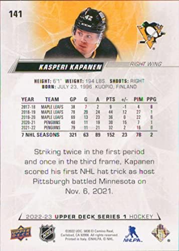 2022-23 סיפון עליון 141 Kasperi Kapanen Pittsburgh Penguins Series 1 כרטיס מסחר בהוקי NHL