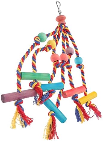 צעצועי אוגר באלאקו 2 יחידות תוכי צעצועי תוכי שיפודי שיפוד חרוזים צבעוניים חבל חבל כותנה, עץ, אביזרי