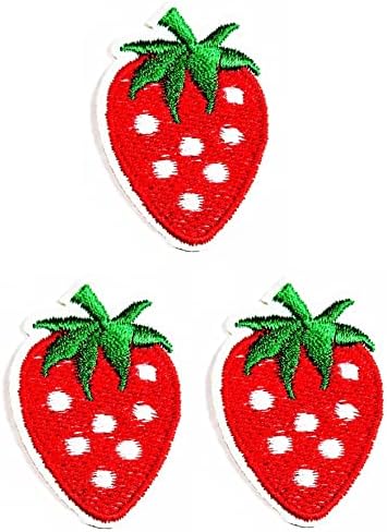 קליינפלוס 3 יחידות. מיני תות פירות לתפור ברזל על תיקון רקום אפליקצית מלאכה בעבודת יד בגדי שמלת צמח כובע