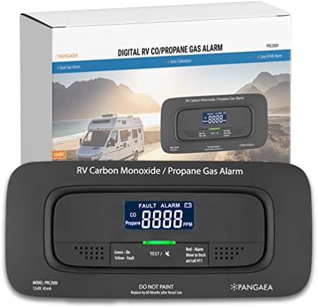 Pangea RV פחמן חד חמצני וגלאי גז כפול פרופאן - DC 12V מחובר קשה, תצוגת LCD גדולה, אזעקה רועשת של 85dB,