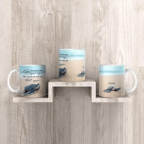 את תה וקפה בית אישית ספל, כל יום הוא התחלה חדשה צב ים מתנת רעיון עבור אוקיינוס מאהב, השראה ספל גברים,