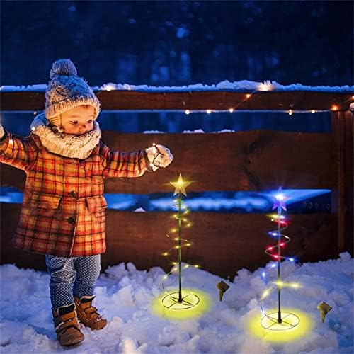 מנורה דקורטיבית עץ חג המולד של מתכת סולארית, מנורת חוט חוט זוהרת של גינה, מנורת עץ חג המולד מנורה אטומה