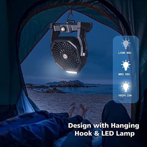 מאוורר קמפינג נייד של Kokoly עם LED Lanter