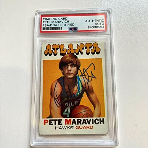 1971 Topps Pistol Pete Maravich חתום על כרטיס כדורסל חתימה PSA DNA - כרטיסי כדורסל לא חתומים