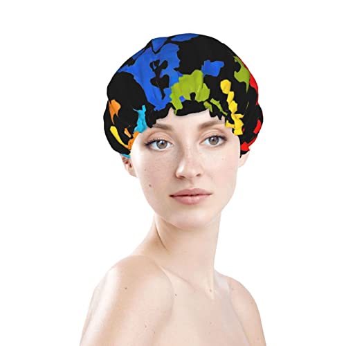 נשים לשימוש חוזר למתיחה חמלת שיער כובע אוטיזם מודעות לחתיכת פאזל צבעונית שכבות כפול