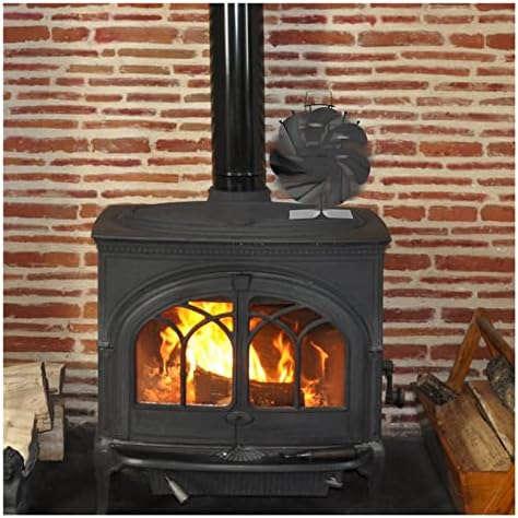שחור 7 להבי תנור מאוורר חום מופעל תנור מאוורר יומן עץ צורב אקו ידידותי שקט מאוורר בית יעיל חום הפצה
