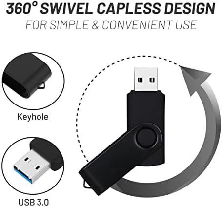 Vixelle 32GB במהירות גבוהה USB 3.0 כונן פלאש-מסוגנן של 360 ° שחור 360 ° מתכת מסתובב מקלות זיכרון USB