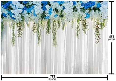סנדלי 7x5ft פרח לבן קיר רקע וילונות למסיבות צילום רקע חתונה כלה מקלחת תינוק קישוטים למסיבת יום הולדת
