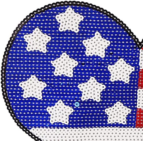 Crotomo גדול נצנץ ארהב דגל ארהב ברזל לב על תיקון תפור על טלאים נוצץ אמריקה ארצות הברית דגל קאנטרי דגל