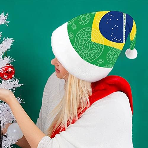 ברזילאי פייזלי דגל קטיפה חג המולד כובע שובב ונחמד סנטה כובעי עם קטיפה ברים ונוחות אוניית חג המולד קישוט