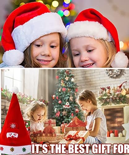 סנטה כובע, כובע חג המולד, 2 יחידות אדום לבן חג המולד חג כובע למבוגרים ילדים עם אור עד זוהר צבע, מגע