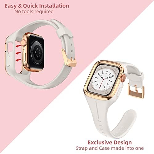 Ouheng תואם לפס שעון Apple 41 ממ 40 ממ 38 ממ עם מארז פגוש, רצועת ספורט נשים עם פגוש קצה מתכת מגן מחוספס