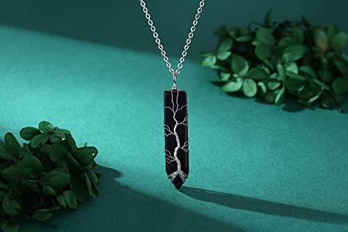 Yatojuzi obsidian שרשרת קריסטל ריפוי גבישים אבן תליון טבעי שרשראות קוורץ חוט כסף עטוף רייקי רוחני איזון