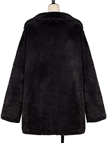 ז'קט מוצק לחורף לנשים דש ארוך חם מעבה מעיל קטיפה עסקים מחוץ לבגדי חוץ עם כיסים מחוברים