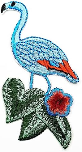 קליינפלוס 2 יחידות. כחול פלמינגו ופרחים תיקוני מדבקת אמנויות קריקטורה קומיקס תיקון סימן סמל תלבושות