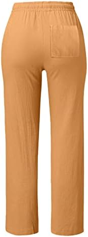מכנסי פשתן של Kcjgikpok נשים, מותניים גבוהות פלאצו פלאצו רכות מכנסי פשתן כותנה עם כיסים מכנסיים קלים