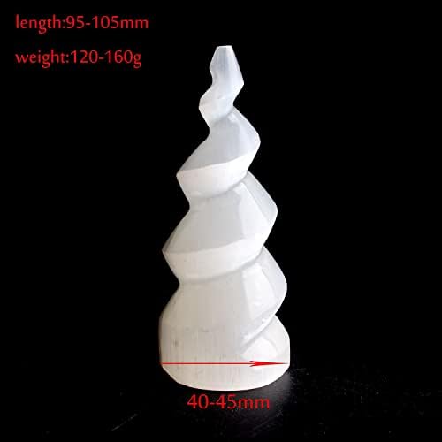 Binnanfang AC216 1PC טבעי שקוף לבן סלניט מגדל ספירלה גבס אבן קוורץ עיצוב קריסטל הרפיה כוח רייקי ריפוי