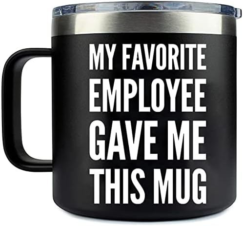 העובד האהוב עלי נתן לי את הספל הזה כוס קפה מבודדת 14 עוז עם ידית ומכסה בוס מתנה מנהל מעסיק מעובד עמית