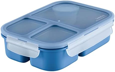 מנעול בדרכים ארוחות שלוש תא מחולק הצהריים תיבת מיכל עם רוטב כוס עבור בית ספר או עבודה, 33-אונקיה, כחול