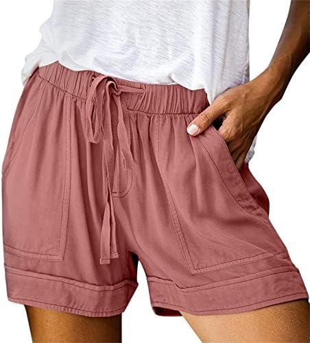 מכנסיים קצרים מזדמנים לנשים בקיץ נוח טרקלין טהור בצבע חוף מכנסיים קצרים רופפים בכושר מותניים גבוהות