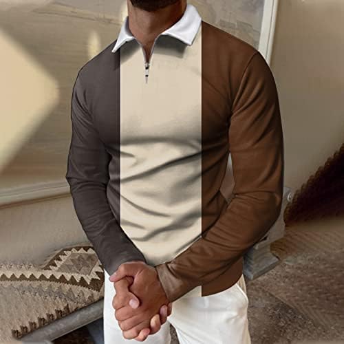 גברים סתיו סתיו סתיו חורף שרוול ארוך חולצת צוואר חולצה מודפסת חולצת טריק