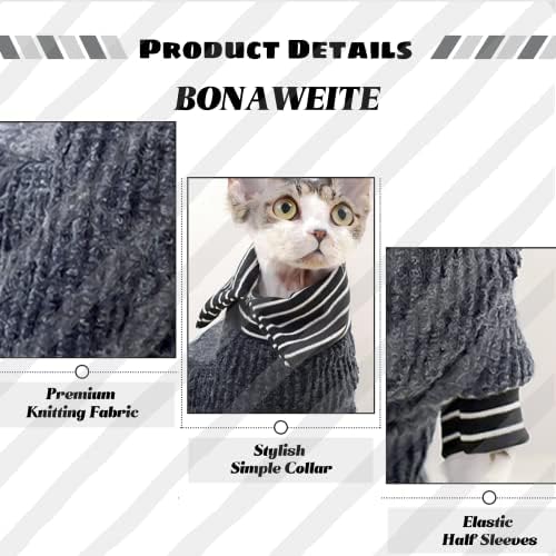 Bonaweite Sphynx סוודר חתול חסר שיער חתול צוואר גליף גלאי בגדים לובשים תלבושות סוודרים של חתלתול סרוג