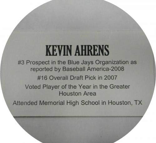 קווין אהרנס חתום ביד חתום על חתימה בייסבול בייסבול בייסבול כחול - כדורי חתימה