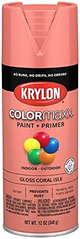 Krylon K05514007 Colormaxx צבע ריסוס ופריימר לשימוש פנימי/חיצוני, Isle Coral Isle 12 גרם 12 אונקיה