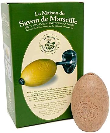 Savon de Marseille - מחזיק סבון רכוב קיר מסתובב - גימור מאט מוברש עמיד - עם 270 גרם סבון צרפתי - ניחוח