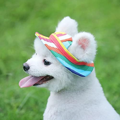 כובע כלב חיות מחמד, כובע מגן שמש עם חור אוזניים כלב קיץ חתול כובע כובע חתול חתול נושם נושם כובע בד.