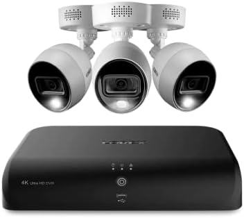 LOREX 4K 8 ערוצים 2TB מערכת DVR אנלוגית קווית עם 3 מצלמות כדורי הרתעה פעילים מקורה/חיצונית