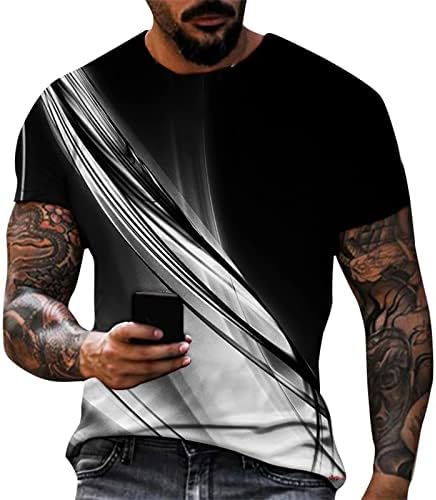 חולצות T שרוול קצר לגברים, טיז גרפי מודפס בתוספת גודל צווארון גודל צמרות מזדמנים
