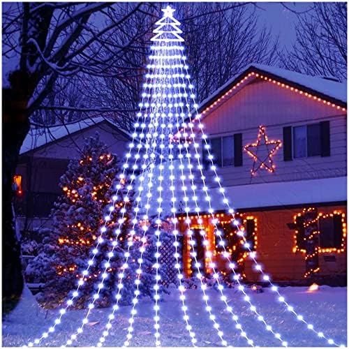 גורזאי חיצוני חג המולד קישוטי כוכב מחרוזת אורות 420 הוביל עמיד למים מחרוזת אורות עם עץ חג המולד טופר,