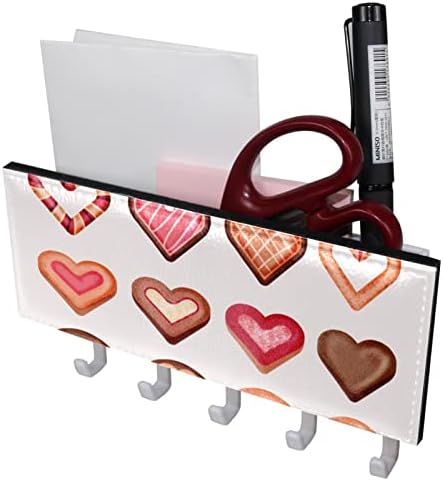 מארגן מדף עוגיות לב אדום עם 5 ווים מדף מדף מטבח קיר מדף אחסון רב -פונקציונלי