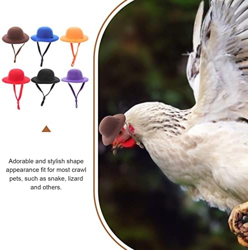 6 יחידות כובעי עוף לכובעי תרנגולות לתרנגולות כובע עליון לחיות מחמד זעיר עם רצועה אלסטית מתכווננת לעופות