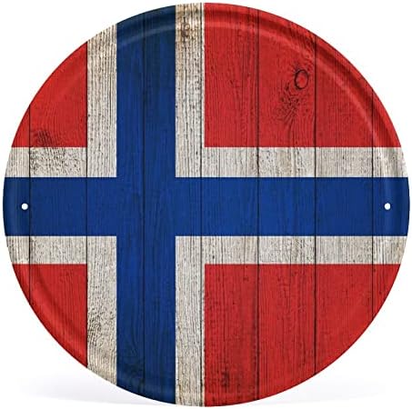 נודקיו וינטג 'דגל נורווגיה רקע עץ קיר עגול תליה תמונה תמונה שלט תמונה בברזל ביתי לקישוט בית החווה