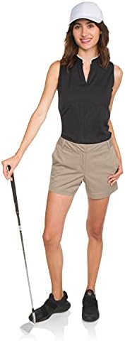חולצת גולף ללא שרוולים לנשים-עליון גולף נושם יבש עם בד מתיחה 4-כיוונית, פיתול לחות ואנטי-אודור