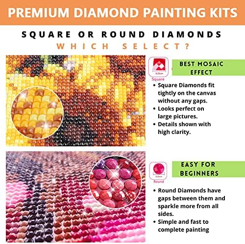 ערכות צביעת יהלומים של טייגר למבוגרים - 5D DIY Diamond Diamond Art Paint עם יהלומים מקדח מרובע מלא נקודות