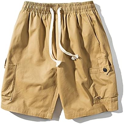 מכנסי מטען של Beuu לגברים פלוס גודל, קיץ אלסטי מותניים שרוך רחוב אופנה ברמודה מכנסיים קצרים עם כיסים