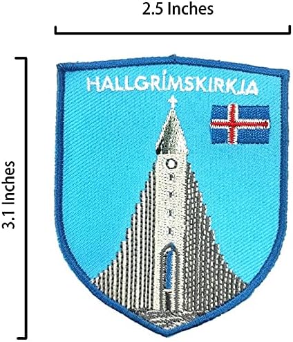A-ONE 3 PCS חבילה-Hallgrímskirkja מגן טלאי+סיכת דש דגל איסלנד, אביזרי איסלנד, רייקיאוויק ציון דרך מזכרת,