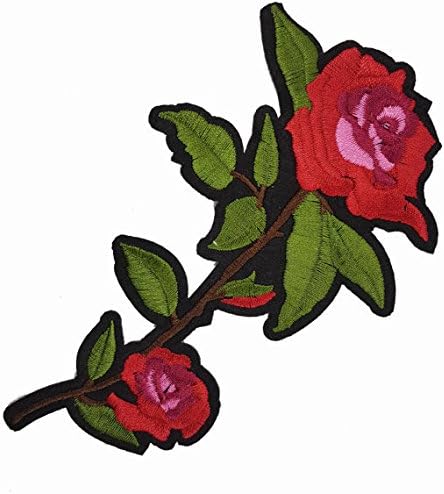 1 יח 'ורדים אדומים פרחים רקומים טלאים אפליקציות, אפליקציות טלאי פרחים אדומים