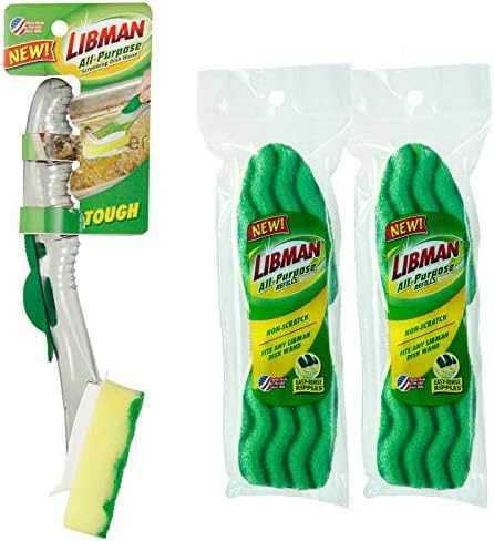 Libman All-Posure Scrabbing Shav שרביט-ניתן למילוי, עם 4 מילוי ראש ספוג רב-תכליתי