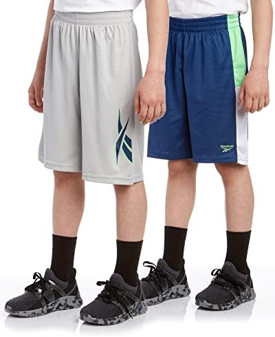 ריבוק בנים פעיל מכנסיים קצרים-2 חבילה אתלטי ביצועים יבש כושר כושר כדורסל מכנסיים קצרים