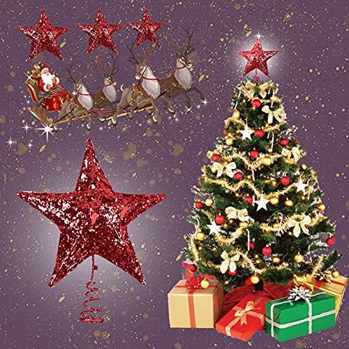 קישוט כוכבים עליון של שלוש- חלול חג מולד עץ עץ מחודר עץ עץ וינטג 'זר חג מולד לאח