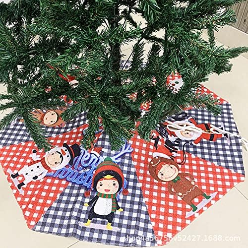 חצאיות עץ חג המולד של Huijie - קישוט חג המולד קישוט מפלגת מתנה מצויר חצאית עץ חוט סריגה מודפסת, סידור
